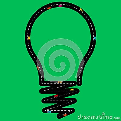 An idea light bulb thatâ€™s also a highway Vector Illustration